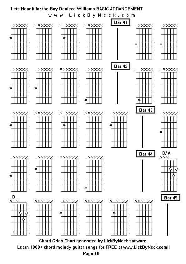 Chord Grids Chart of chord melody fingerstyle guitar song-Lets Hear It for the Boy-Deniece Williams-BASIC ARRANGEMENT,generated by LickByNeck software.